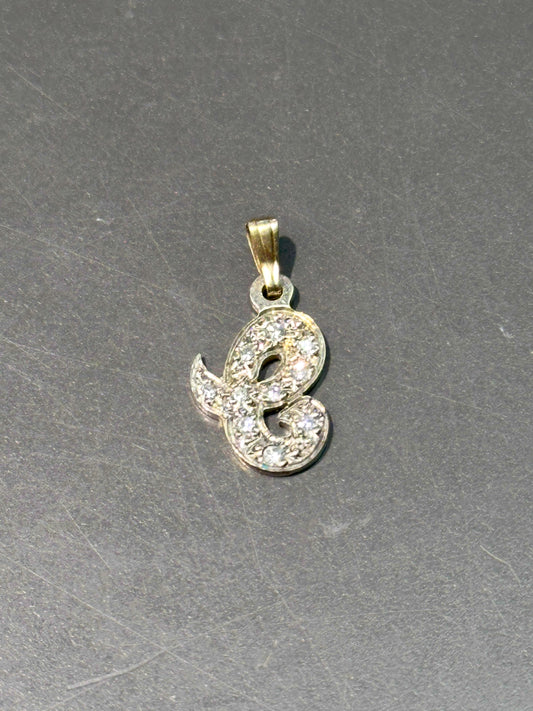 复古 14K 金 0.20 CTW 钻石 C/E 字母吊饰