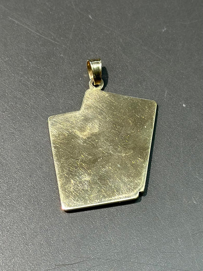 复古 14K 金钻石王牌和黑桃王牌及钻石吊坠