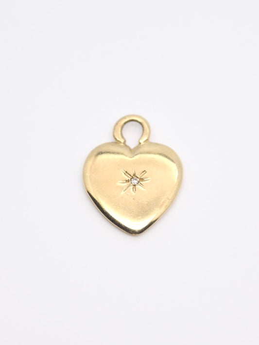 Pendentif coeur diamant étoile vintage en or 14 carats