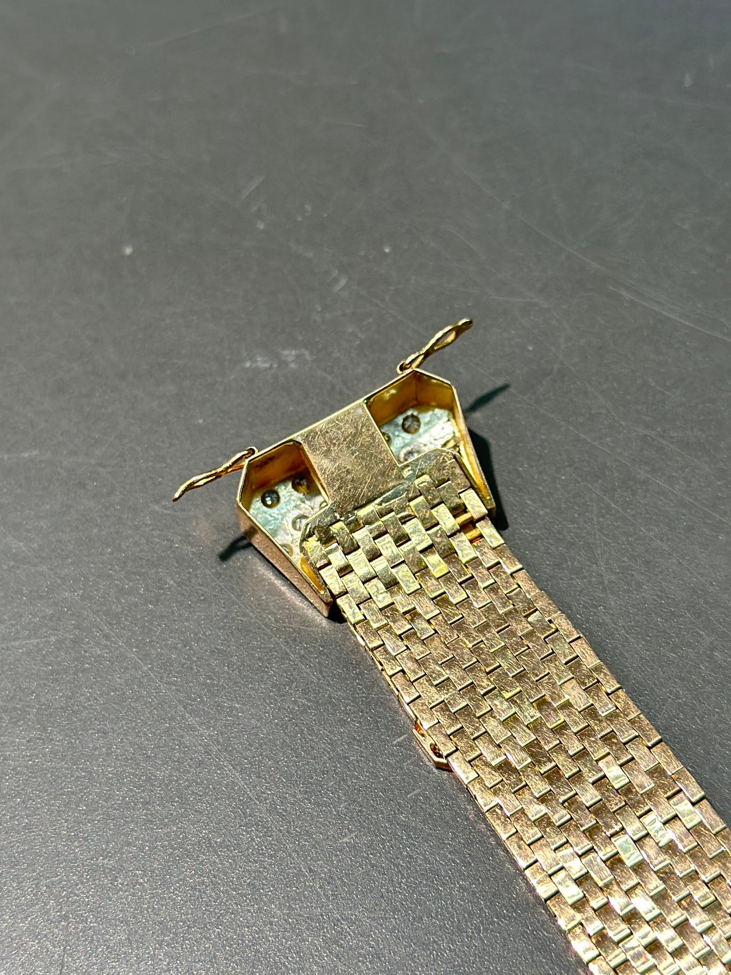 复古 14K 金钻石扣腰带手链