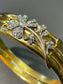 Antique French 18K Yellow Gold 0.58 CTW Diamond Shamrock Bangle Bracelet