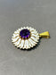 Victorian 18K Gold Amethyst White Enamel Daisy Pendant