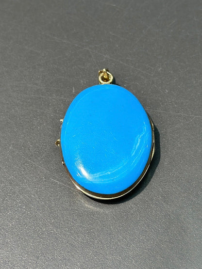 Médaillon pendentif aigle en perles de graines d'émail en or victorien 14 carats