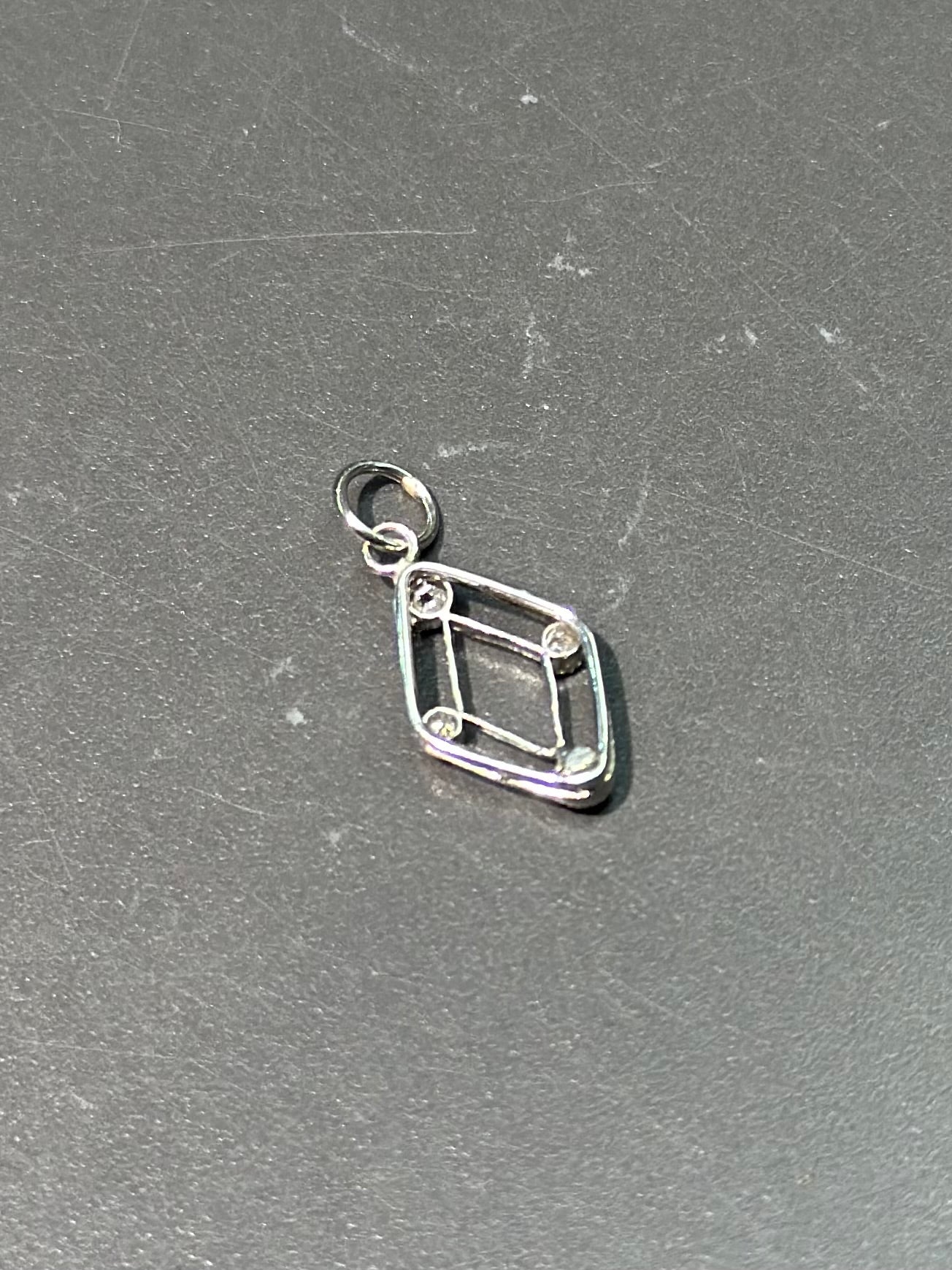 Art Deco Platinum Diamond Rhombus Charm