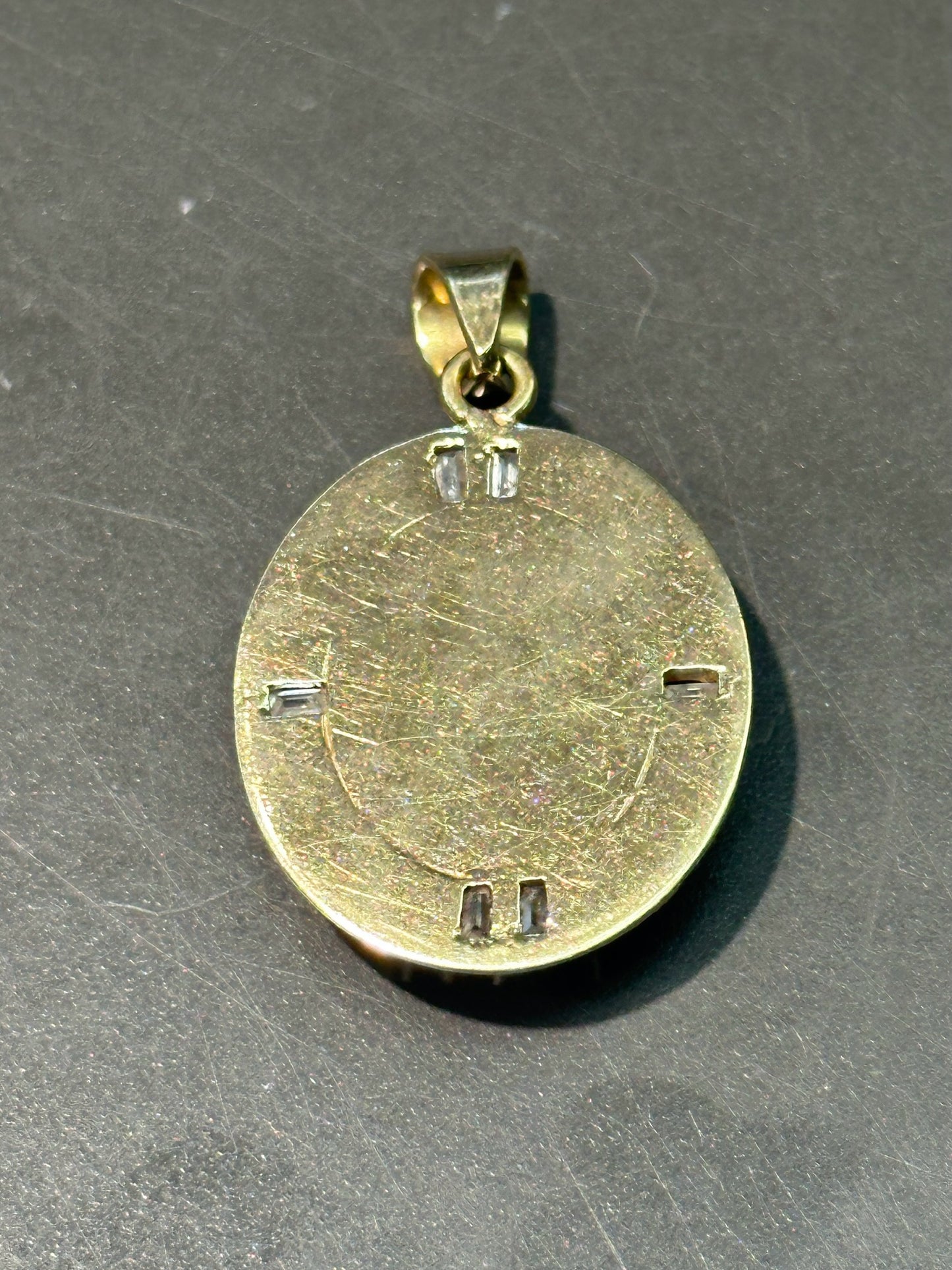 14K 金天然黑蛋白石 0.55 CTW 钻石现代吊坠