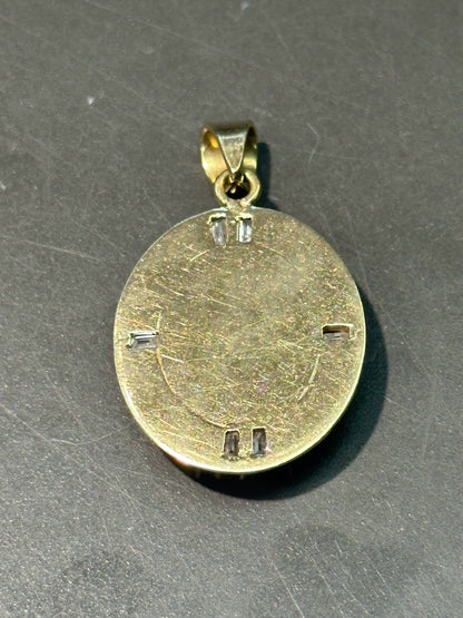 14K 金天然黑蛋白石 0.55 CTW 钻石现代吊坠