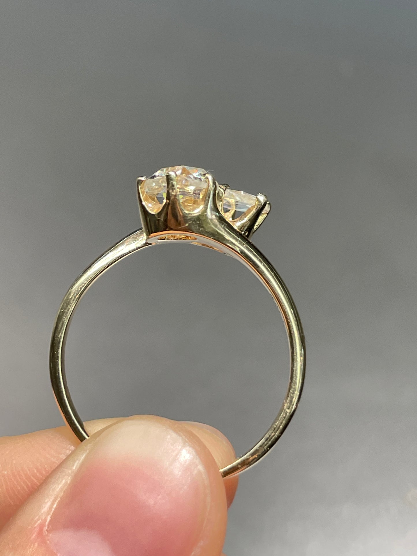 Antique 14K Gold Rose Cut Diamond Toi Et Moi Ring