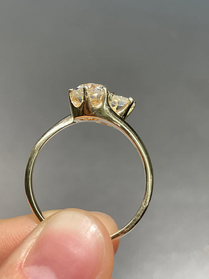 Antique 14K Gold Rose Cut Diamond Toi Et Moi Ring