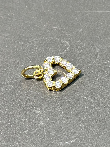 复古 18K 金钻石开心心吊坠