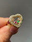 18K Yellow Gold Diamond Sapphire Ruby Floating Heart Ring