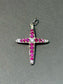 Pendentif croix vintage en rubis et diamants en or 18 carats