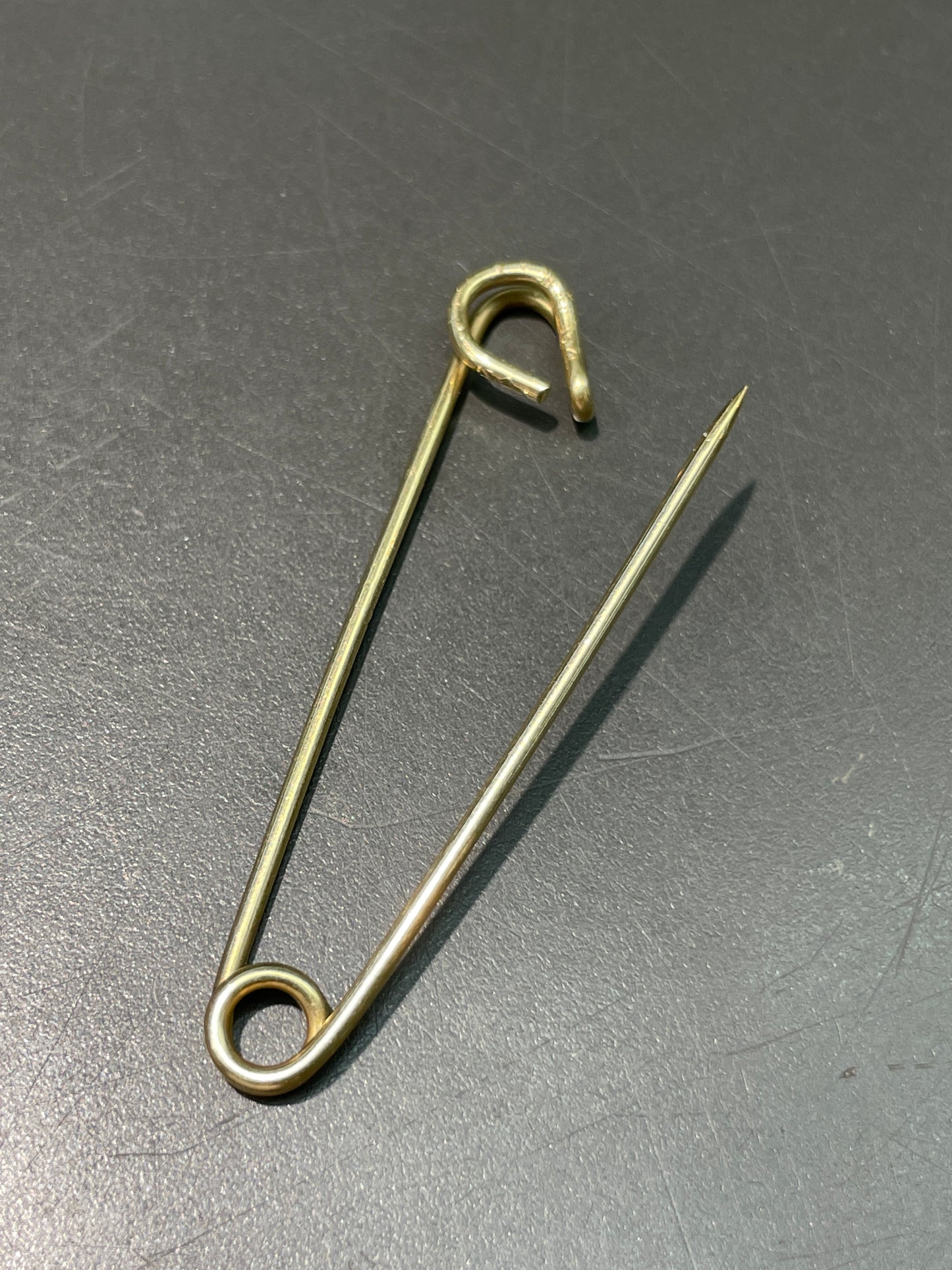 Vintage 14K Gold Large Safety Pin Brooch