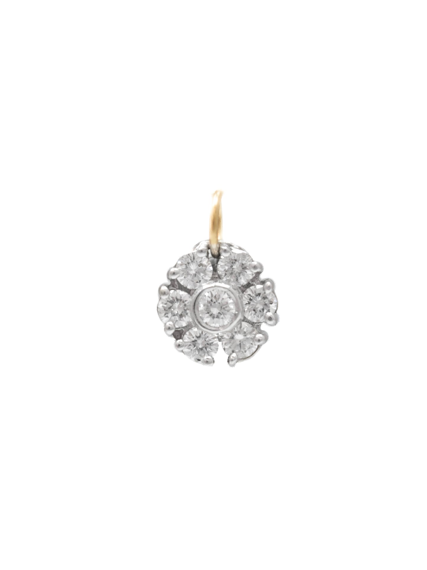 18K Gold Diamond Cluster Flower Charm