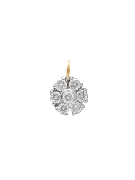 18K Gold Diamond Cluster Flower Charm