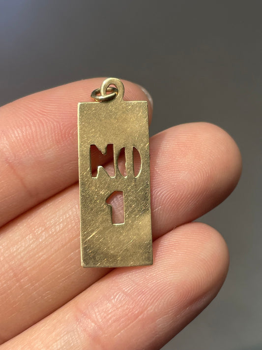 复古 14K 黄金 1 号狗牌吊坠