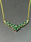 Vintage 14K Gold Marquise Emerald Diamond Cluster Necklace