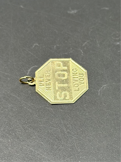 复古 14K 金“我永远不会停止爱你”吊坠