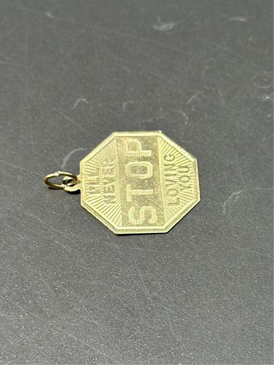 复古 14K 金“我永远不会停止爱你”吊坠