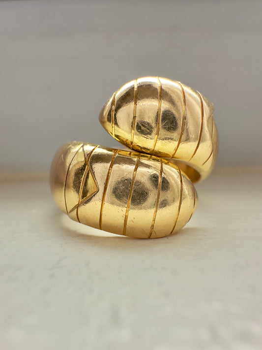 Vintage French Chaumet 18K Gold Bypass Ring SZ 6.5