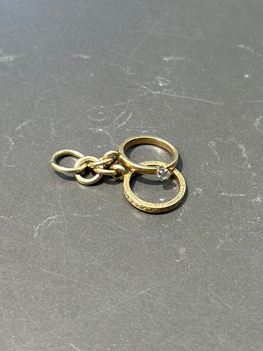 Vintage 14K Gold Diamond Engagement Ring Charm