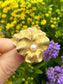 broche de fleur de pensée de perle d’or vintage 14K