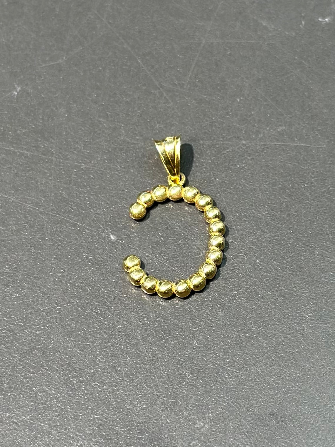 Vintage 18K Gold Beaded “C” Letter Charm