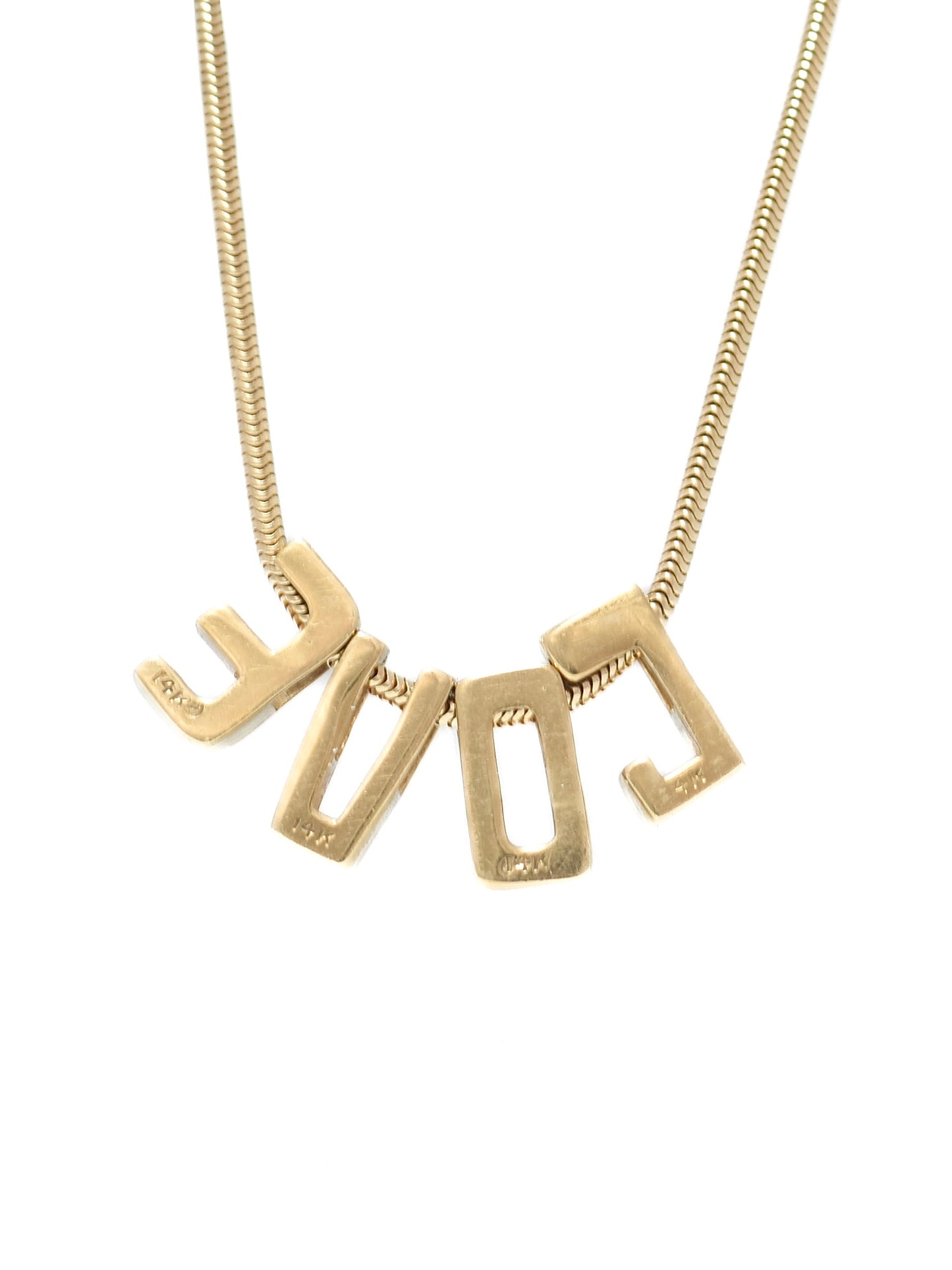 Vintage 14K Gold “LOVE” Slide Charm Necklace