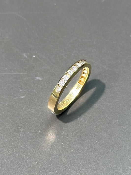 14K Gold Half Diamond Eternity Band Ring SZ 6