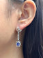 Boucle d'oreille vintage en or 18 carats avec saphir bleu et diamant