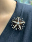 Victorian 14K Gold Diamond Star Flower Brooch Pendant