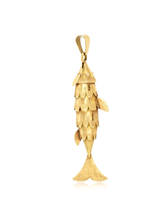 Vintage 14K Gold Medium Articulated Fish Cham