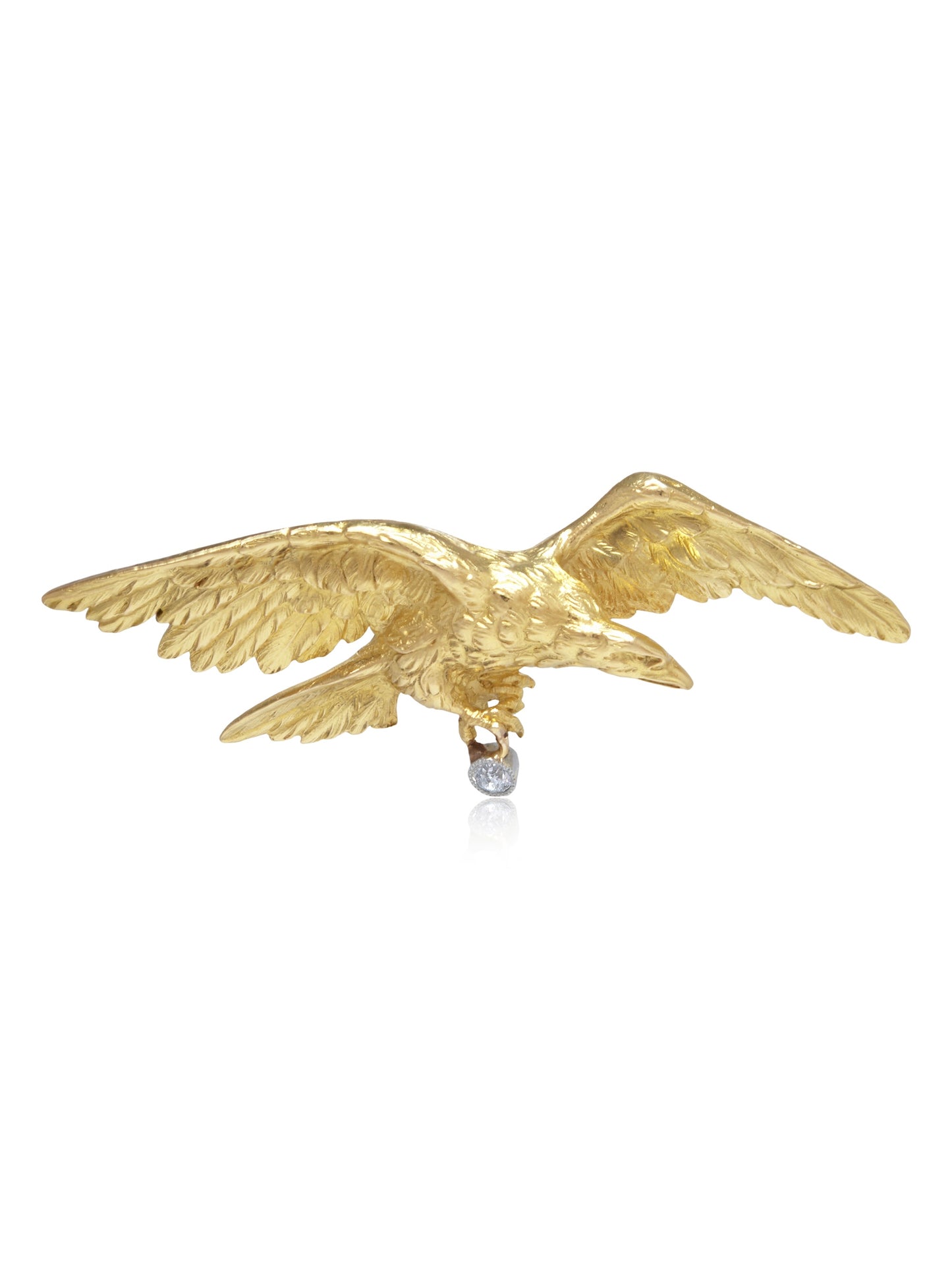 Antique French 18K Gold Diamond Flying Eagle Brooch