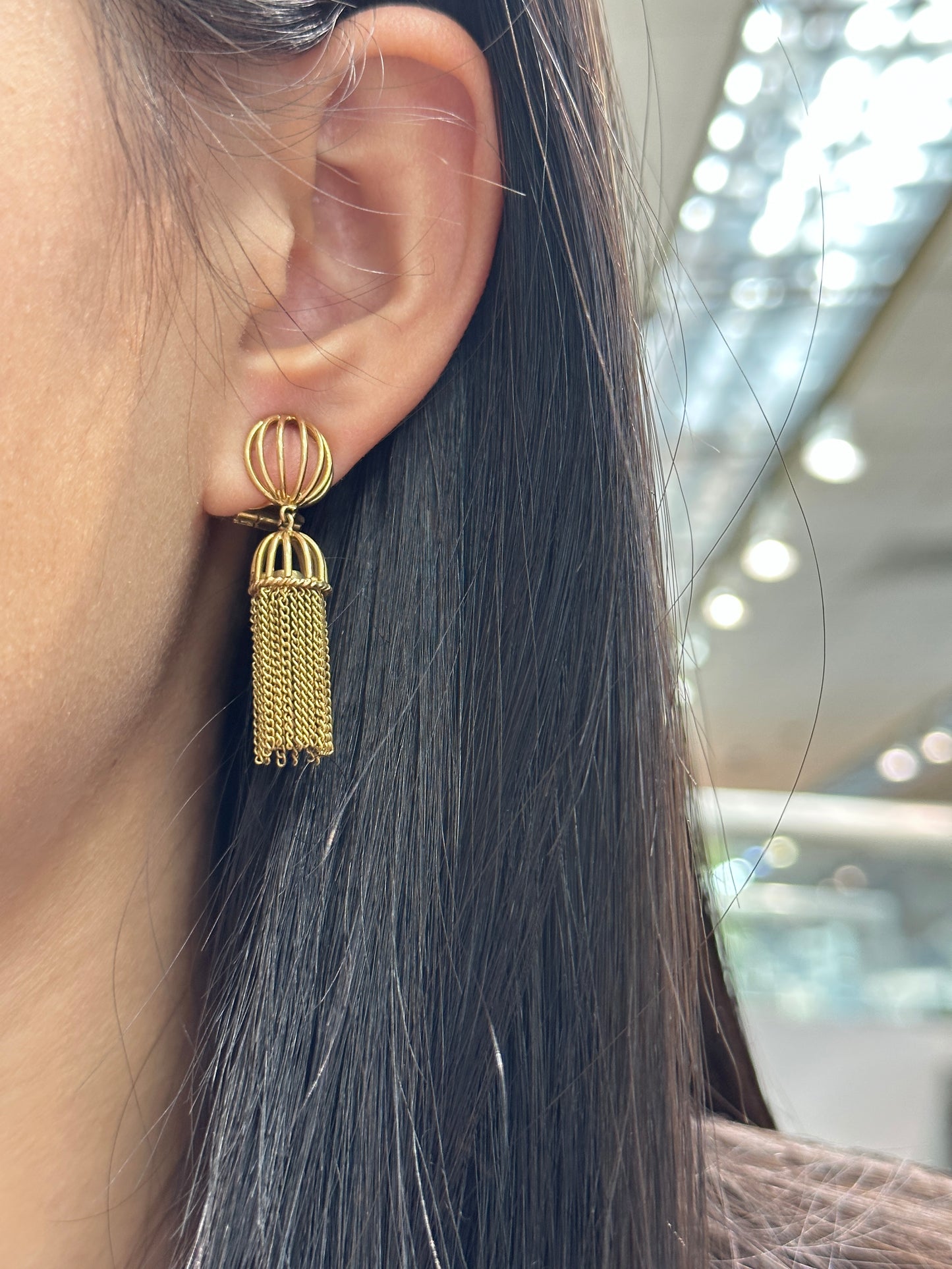 Egyptian 18K Gold Tassel Earring