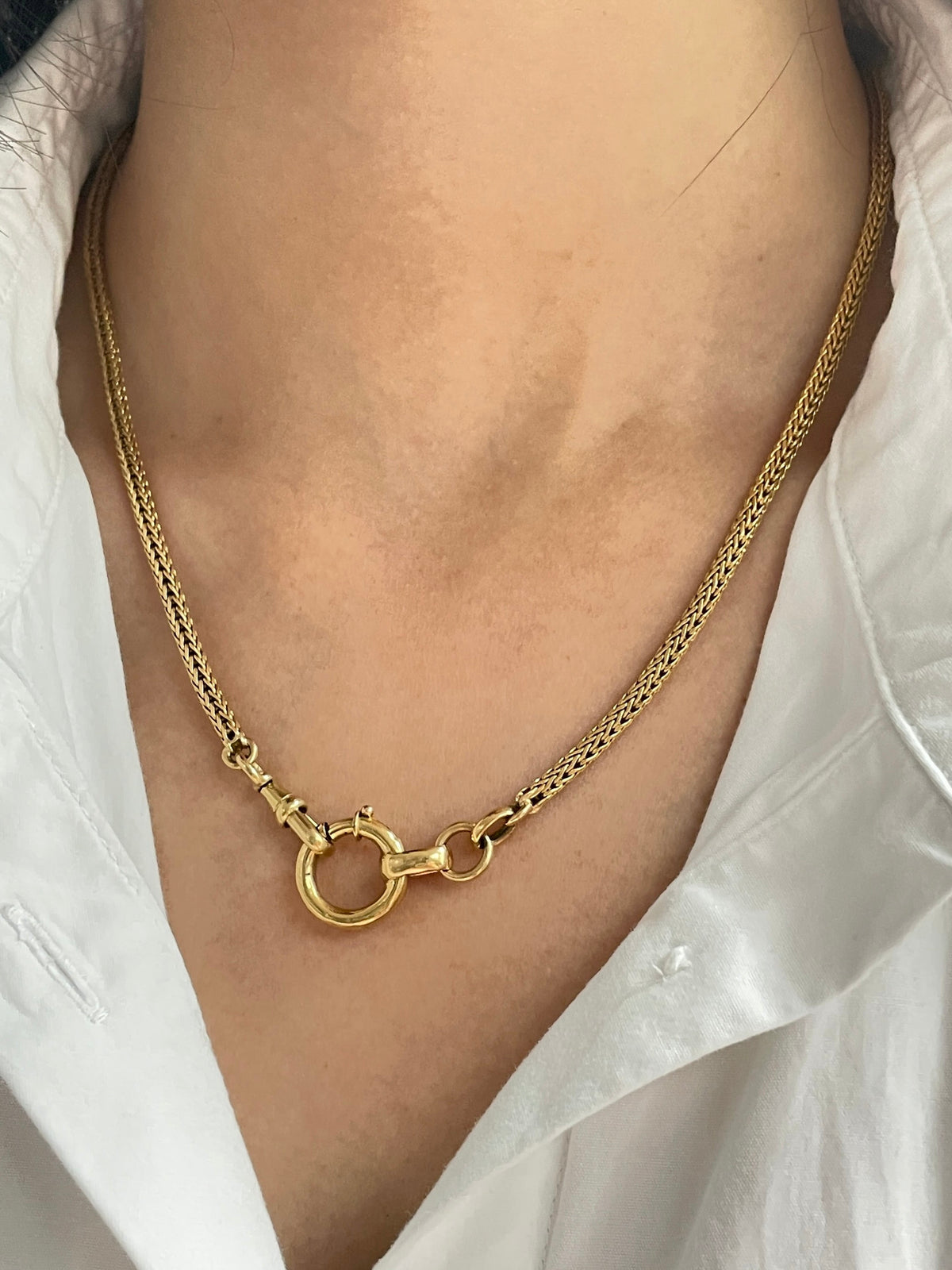 Vintage Portuguese 19K Gold Foxtail Watch Chain Necklace