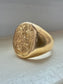 Vintage 14K Gold Knight Shield Intaglio Signet Ring SZ 11