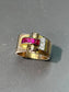 Retro 18K Gold Ruby and Diamond Tank Ring