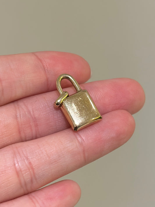 10K Gold Hollow Lock Charm