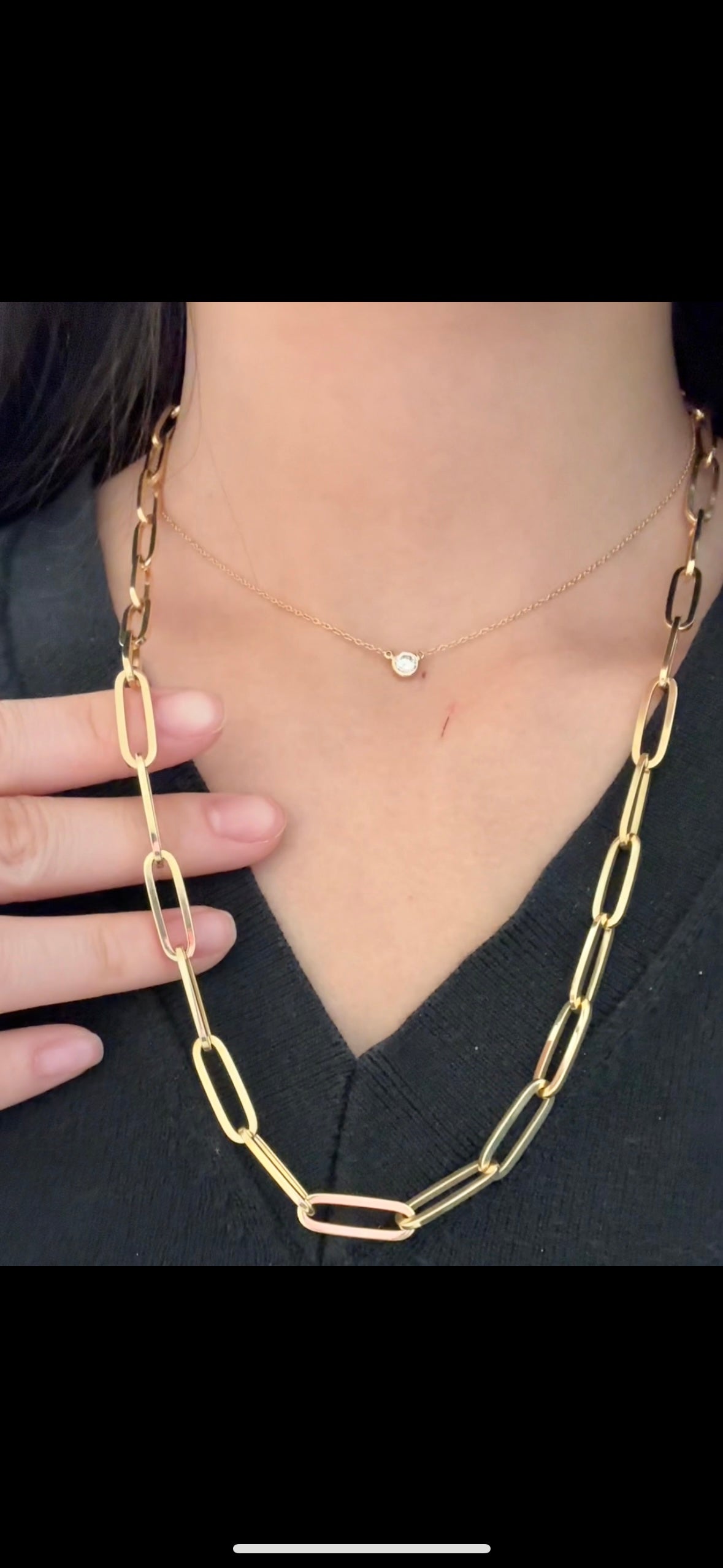 14K Gold Solid Biker Chain Link Necklace