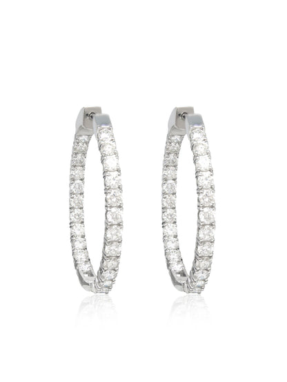 Platinum 4.0 CTW Diamond 30.0 mm Inside Out Hoop Earring
