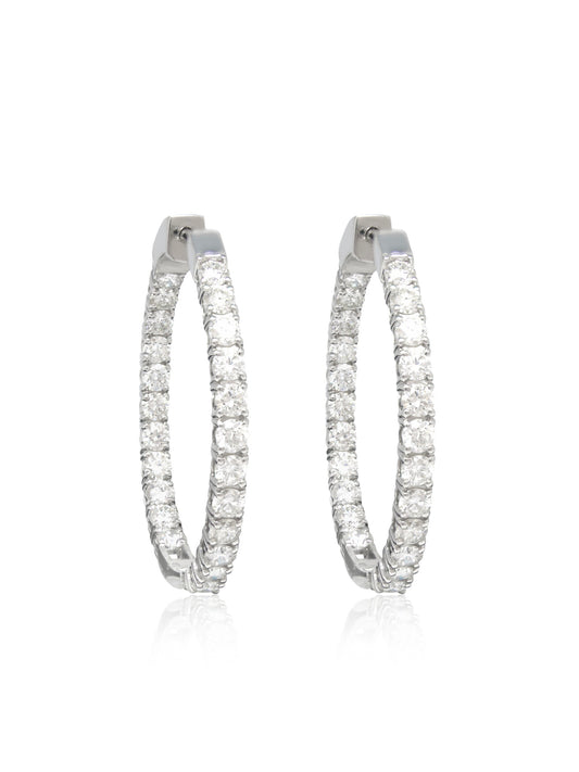 Platinum 4.0 CTW Diamond 30.0 mm Inside Out Hoop Earring