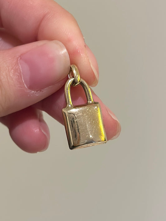 10K Gold Hollow Lock Charm