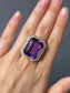 Art Deco 14K Gold Amethyst Seed Pearl Hexagon Shaped Ring