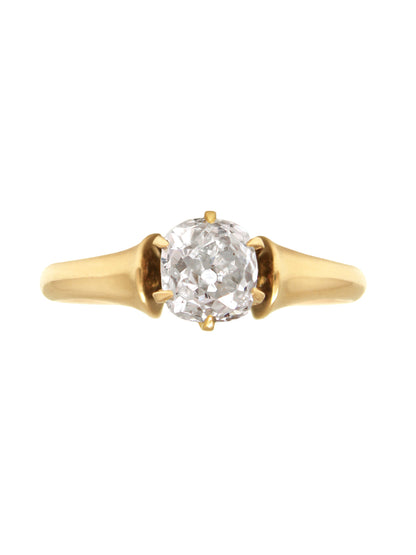 Antique 14K Gold 0.92 CTW Old Cushion Cut Diamond Ring