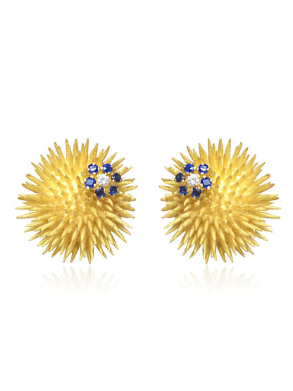 Tiffany & Co. 18K Gold Sapphire Diamond Urchin Earring