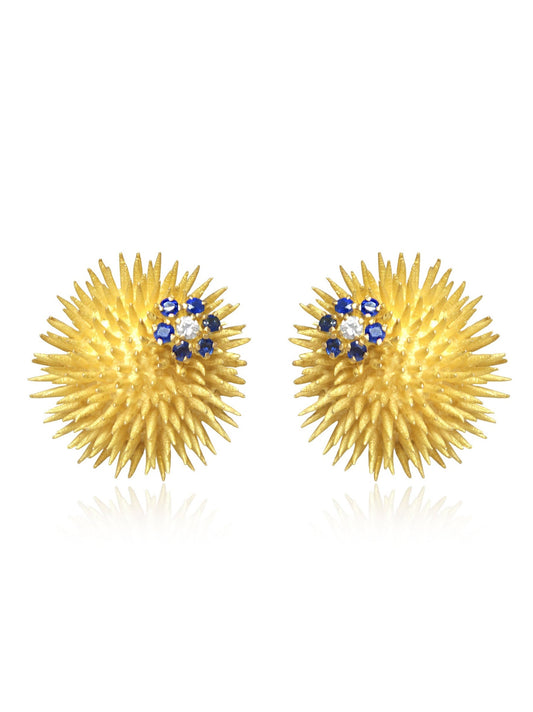 Tiffany & Co. 18K Gold Sapphire Diamond Urchin Earring