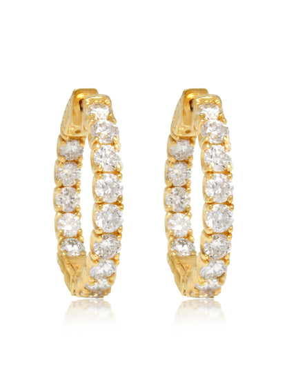 14K Yellow Gold 3.36 CTW Diamond Hoop Earring