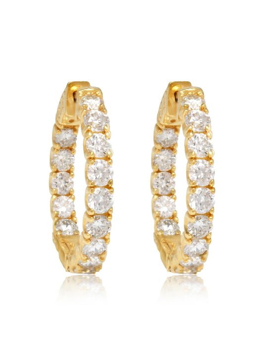 14K Yellow Gold 3.36 CTW Diamond Hoop Earring