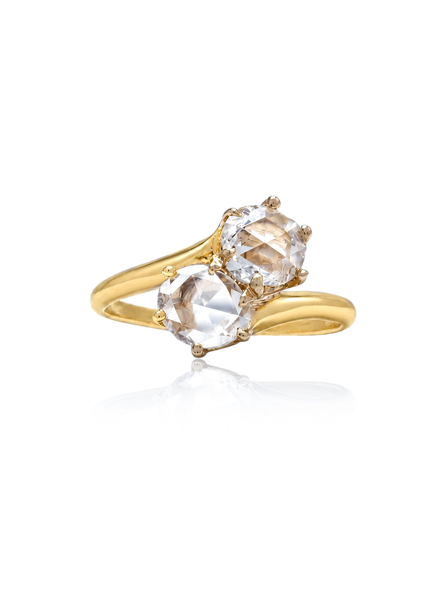 Antique 14K Gold Rose Cut Diamond Toi Et Moi Ring