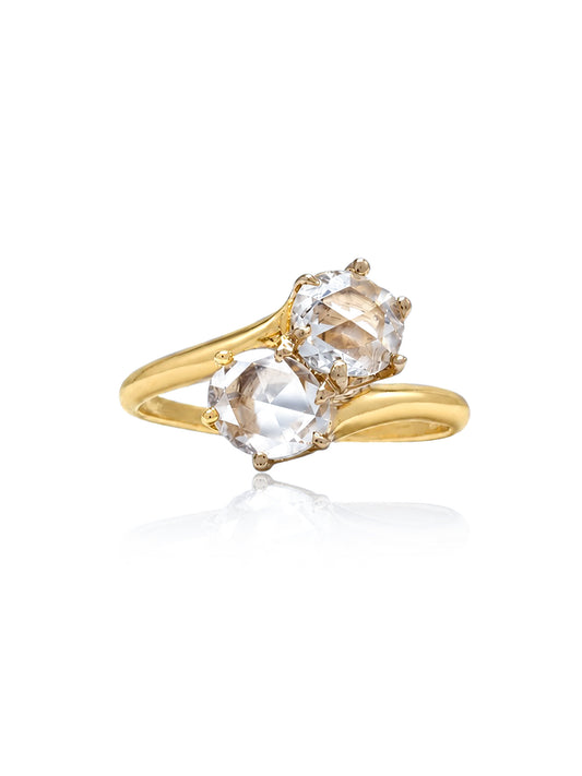 Antique 14K Gold Rose Cut Diamond Toi Et Moi Ring