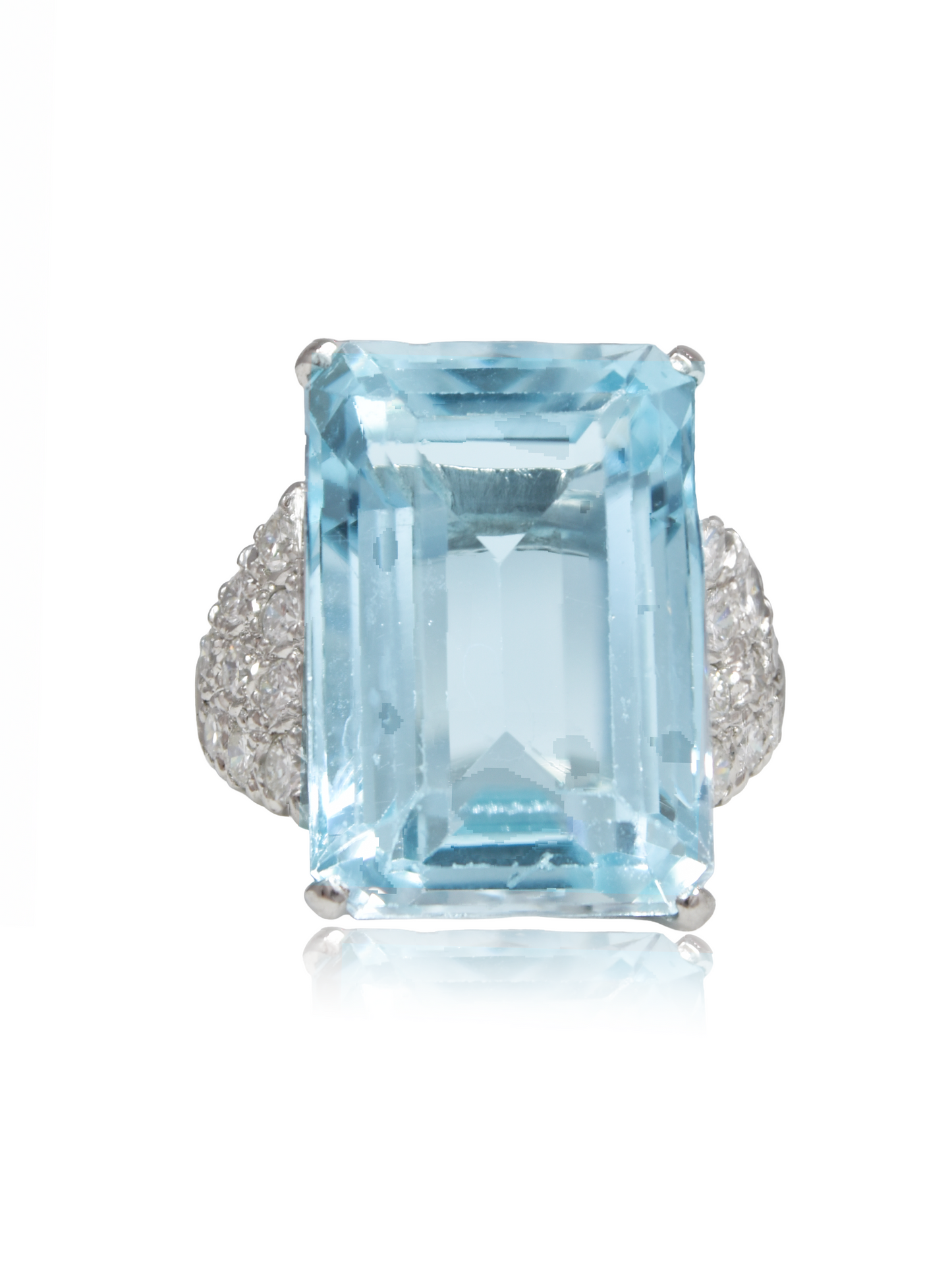 Vintage Platinum Aquamarine Diamond Ring